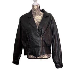 Leather Limited Black Leather Moto Jacket Quilted Lined Thermolite Womens XL